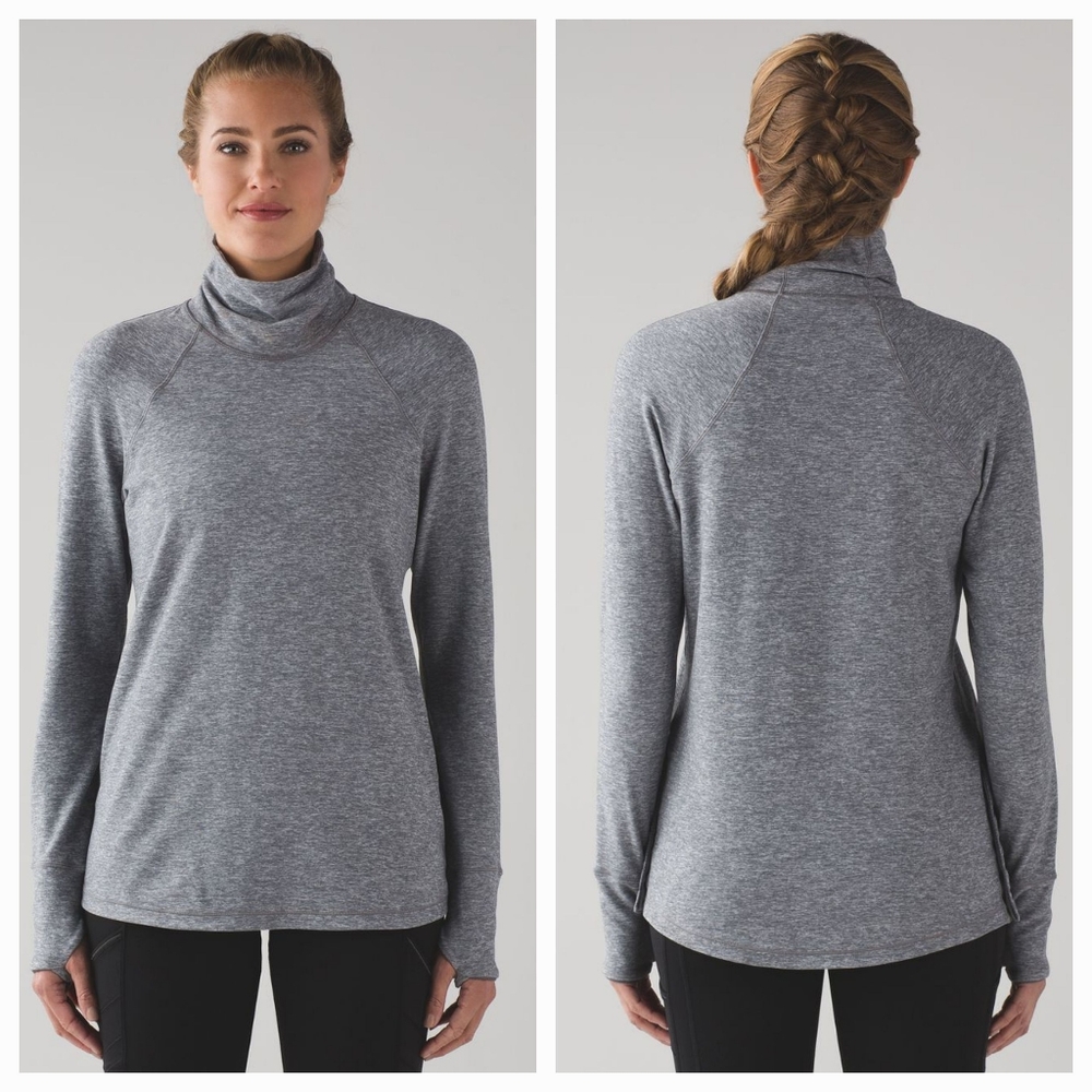 Lululemon Sz 6 Hill And Valley Turtleneck Heathered Slate.
